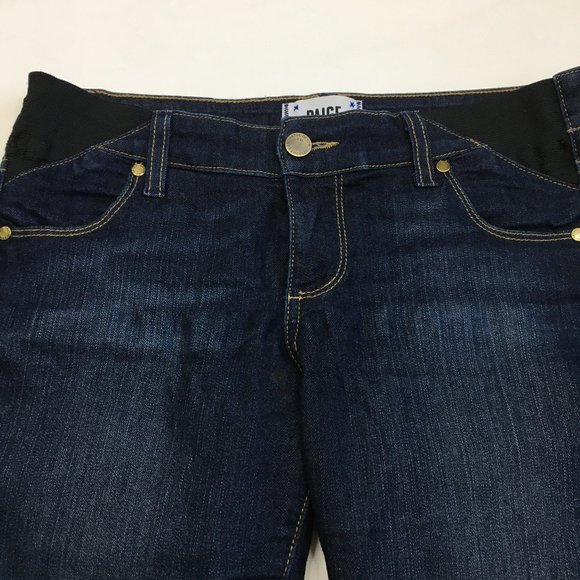 PAIGE Carson Dark Wash Skyline Ankle Peg Maternity Pull On Skinny Jeans - Picture 11 of 16